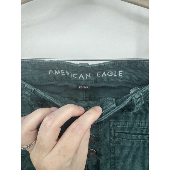American Eagle Super High Rose Flare Women 0 Forest Green Retro Preppy Western - Picture 3 of 11